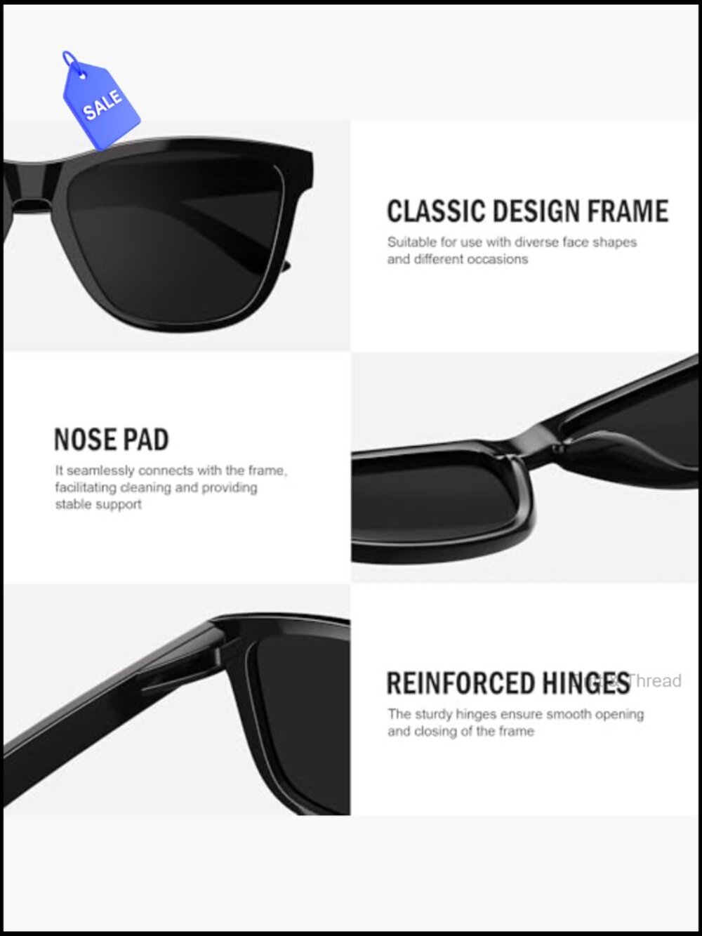 Classic Retro Polarized Sunglasses UV Protection HD Lens Lightweight Driving - Picture 4 of 7